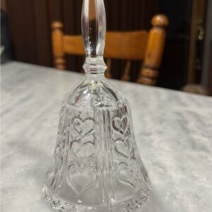 Elegant Clear Crystal Glass Bell with Heart Design